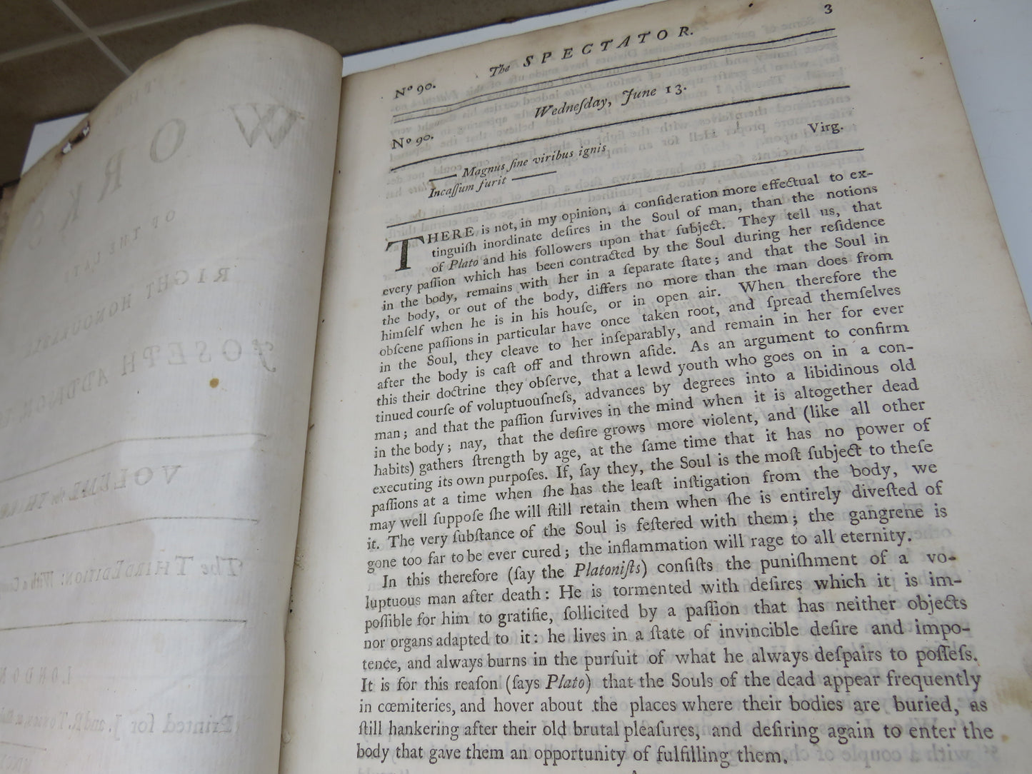 The Works Of The Late Right Honourable Joseph Addison Esq Volume The Third 1741