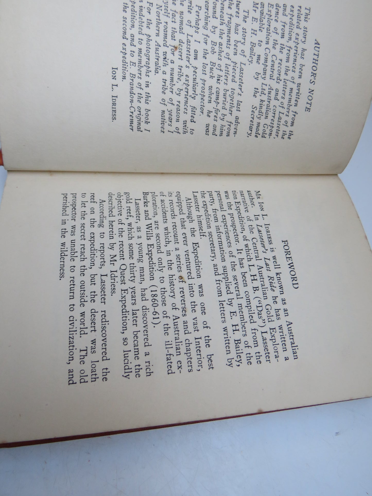 Lasseter's Last Ride An Epic Of Central Australian Gold Discovery By Ion L. Idriess 1939