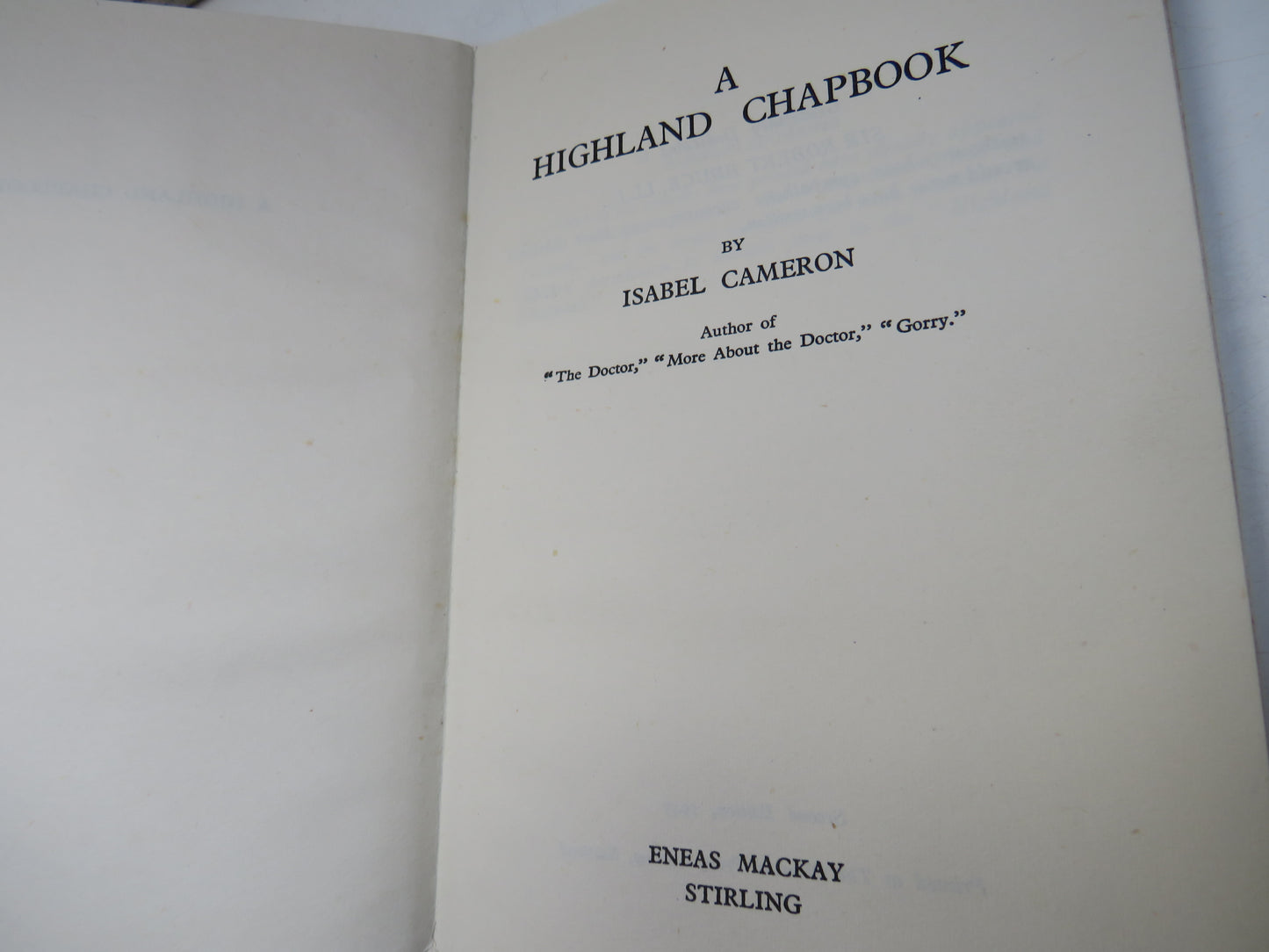 A Highland Chapbook By Isabel Cameron 1947