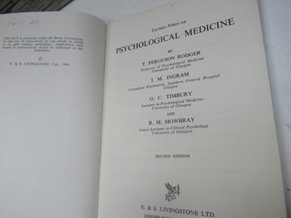 Letcture Notes On psychological Medicine By T. Ferguson Rodger... 1964