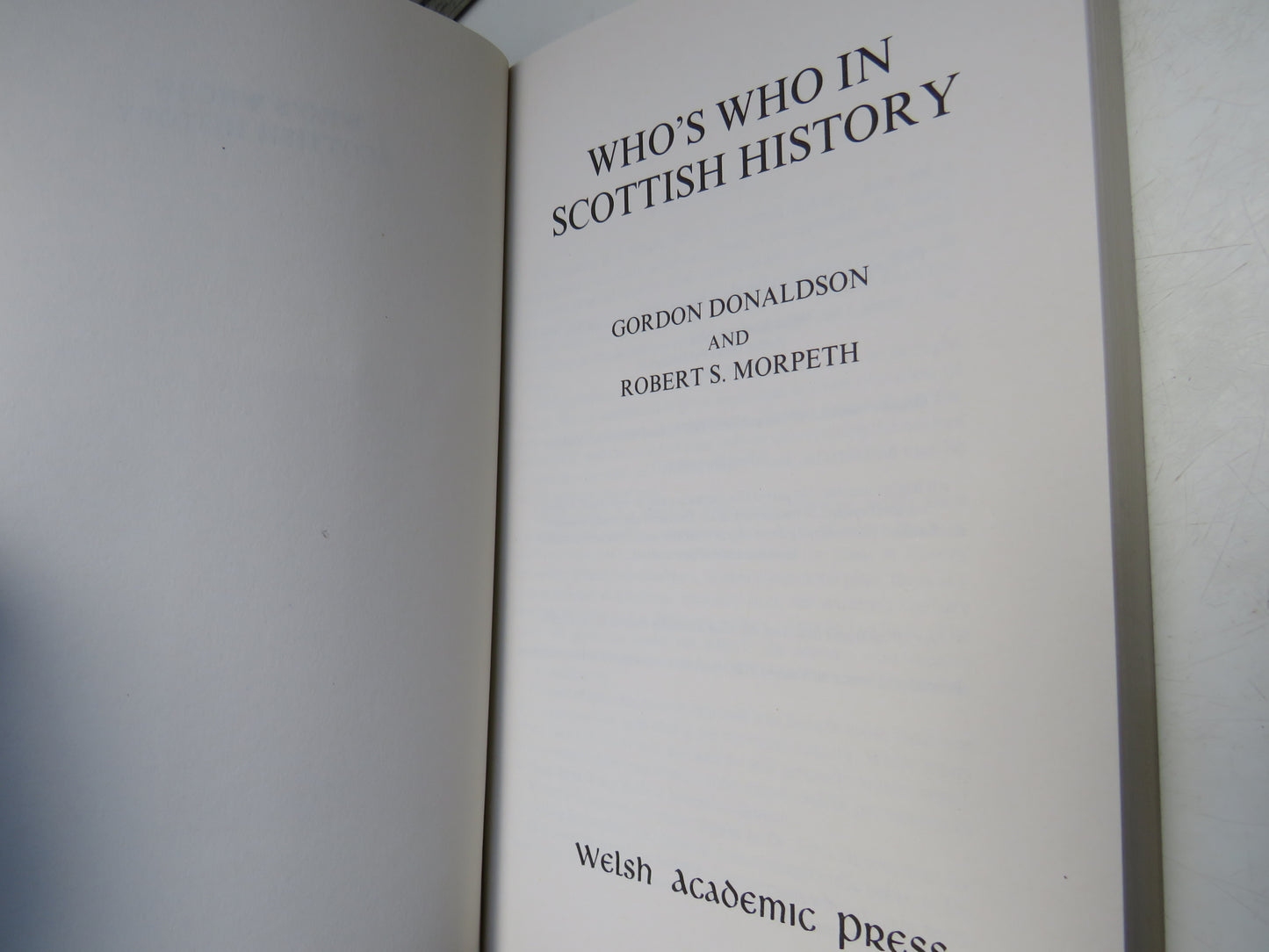 Who's Who In Scottish History By Gordon Donaldson and Robert S. Morpeth 1973
