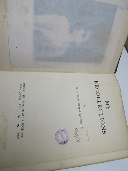 My Recollections By Princess Catherine Radziwill 1906 book image 7