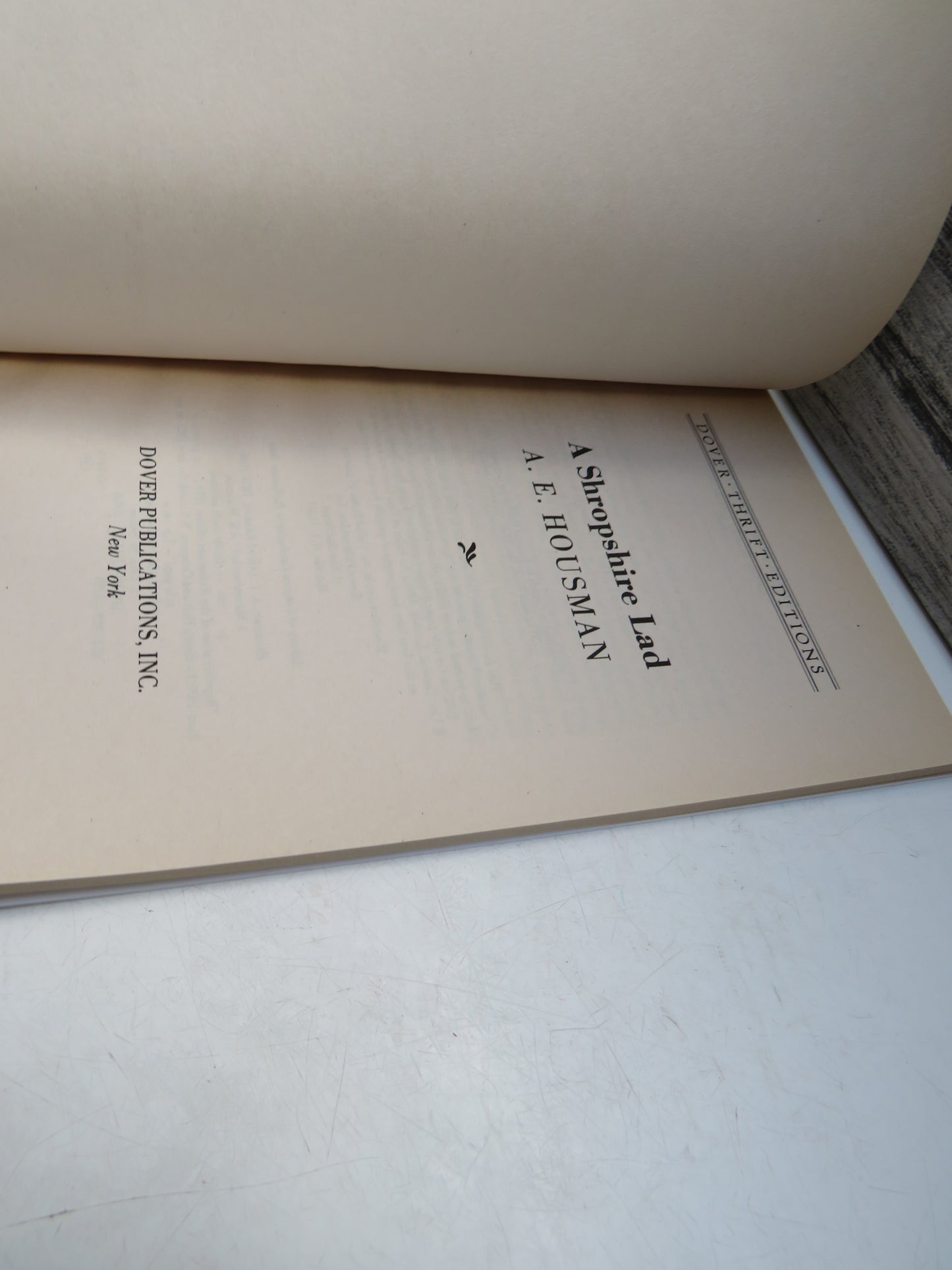 A Shropshire Lad By A. E. Housman 1990 The Dover Thrift Edition