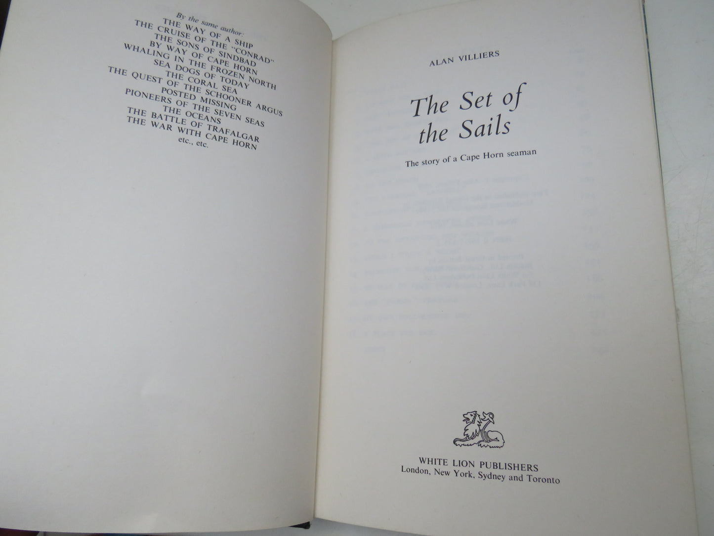 The Set of The Sails The Story Of A Cape Horn Seaman By Alan Villiers 1974