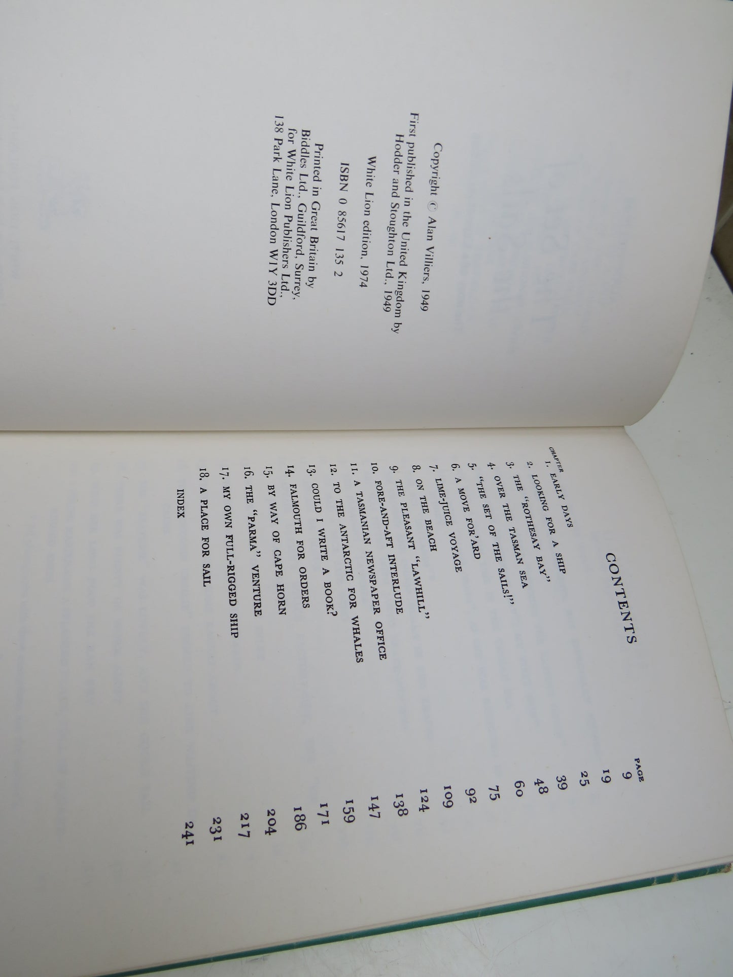 The Set of The Sails The Story Of A Cape Horn Seaman By Alan Villiers 1974