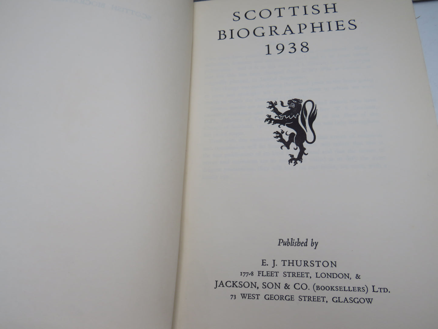 Scottish Biographies 1938