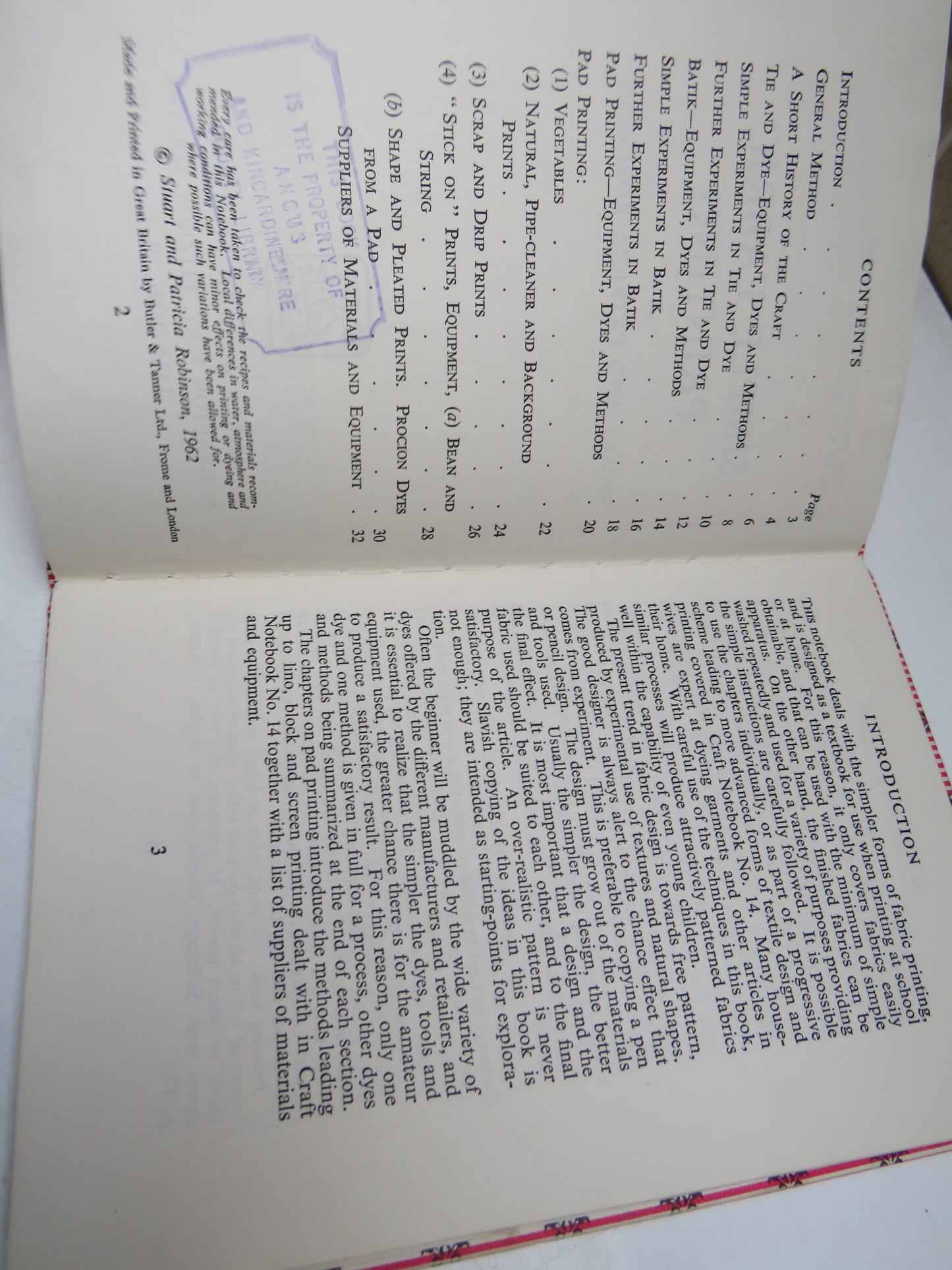 Simple Fabric Printing By Stuart and Patricia Robinson 1962 Vintage Book