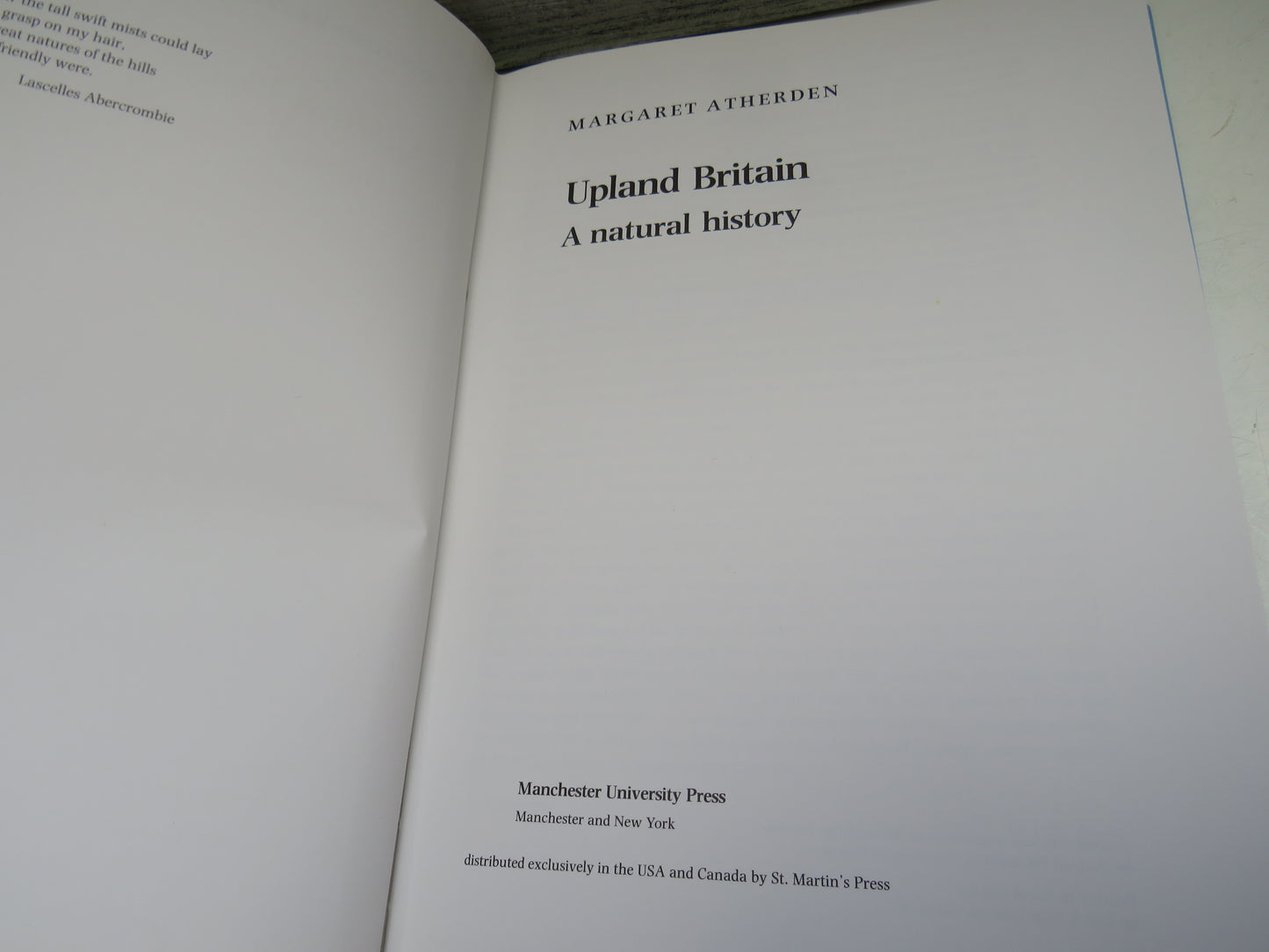 Upland Britain A Natural History By Margaret Atherden 1992