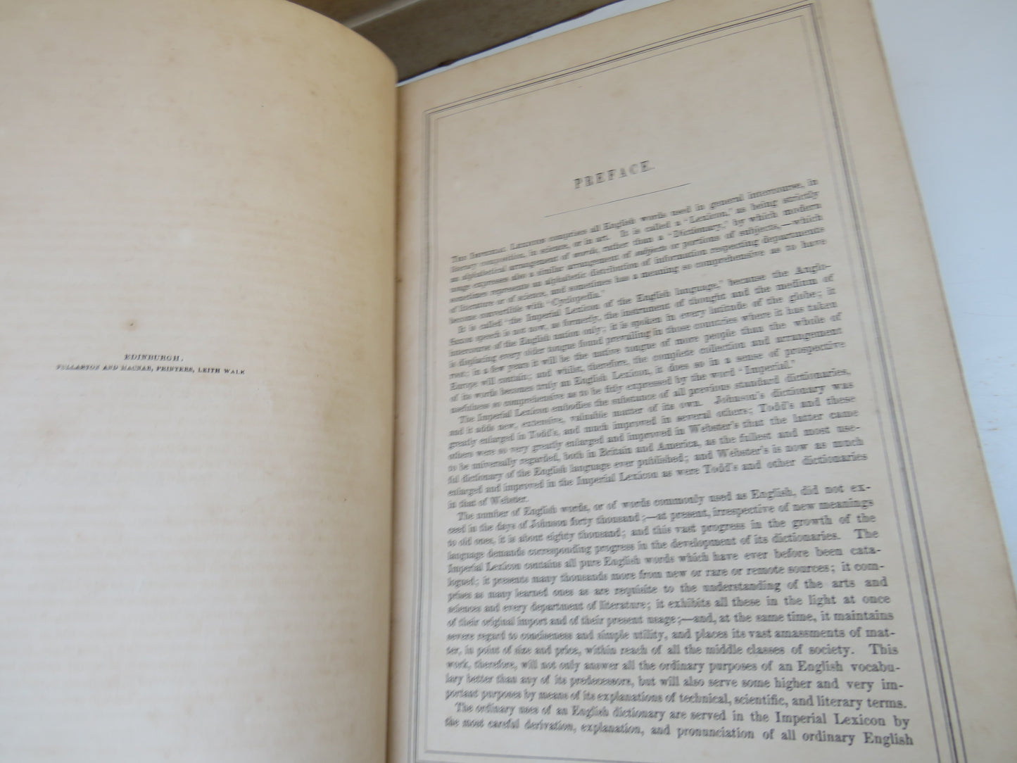 The Imperial Lexicon Of The English Language Exhibiting The Pronunciation, Etymology and Explanation By The Rev. John Boag Vol I