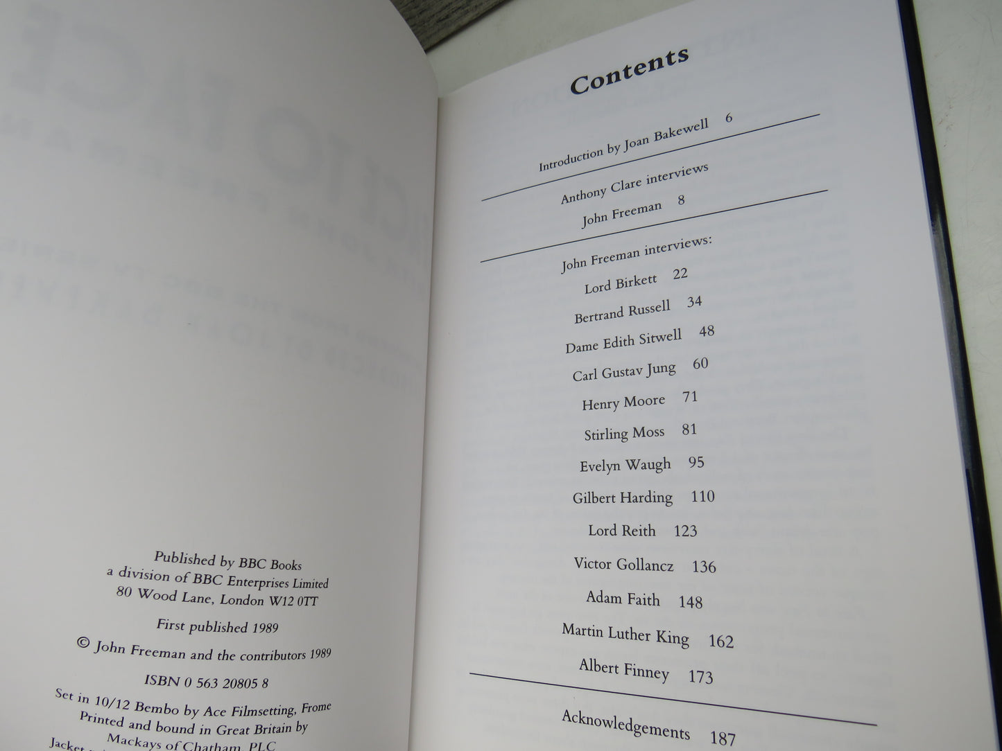 Face To Face With John Freeman Interviews From The BBC TV Series Introduced By Joan Bakewell 1989