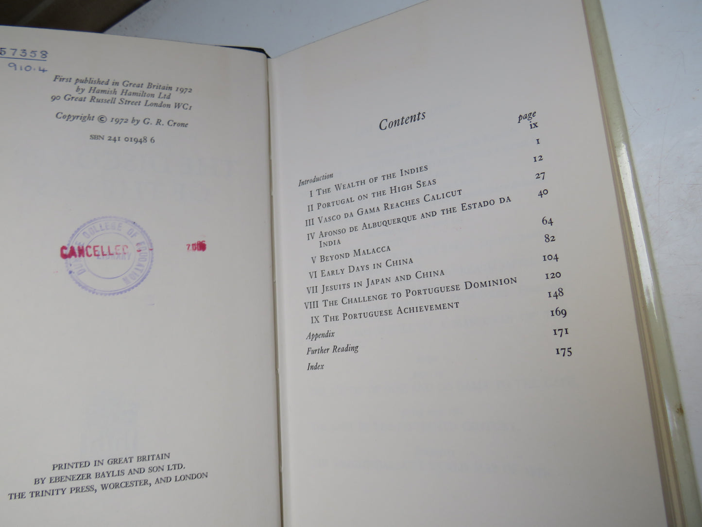 The Discovery Of The East By G. R. Crone 1972 Vintage Book