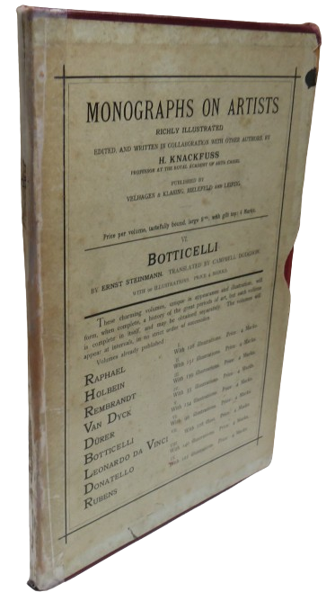 Monographs On Artists Botticelli By Ernst Steinmann Translated by Campbell Dodgson 1901 book front cover