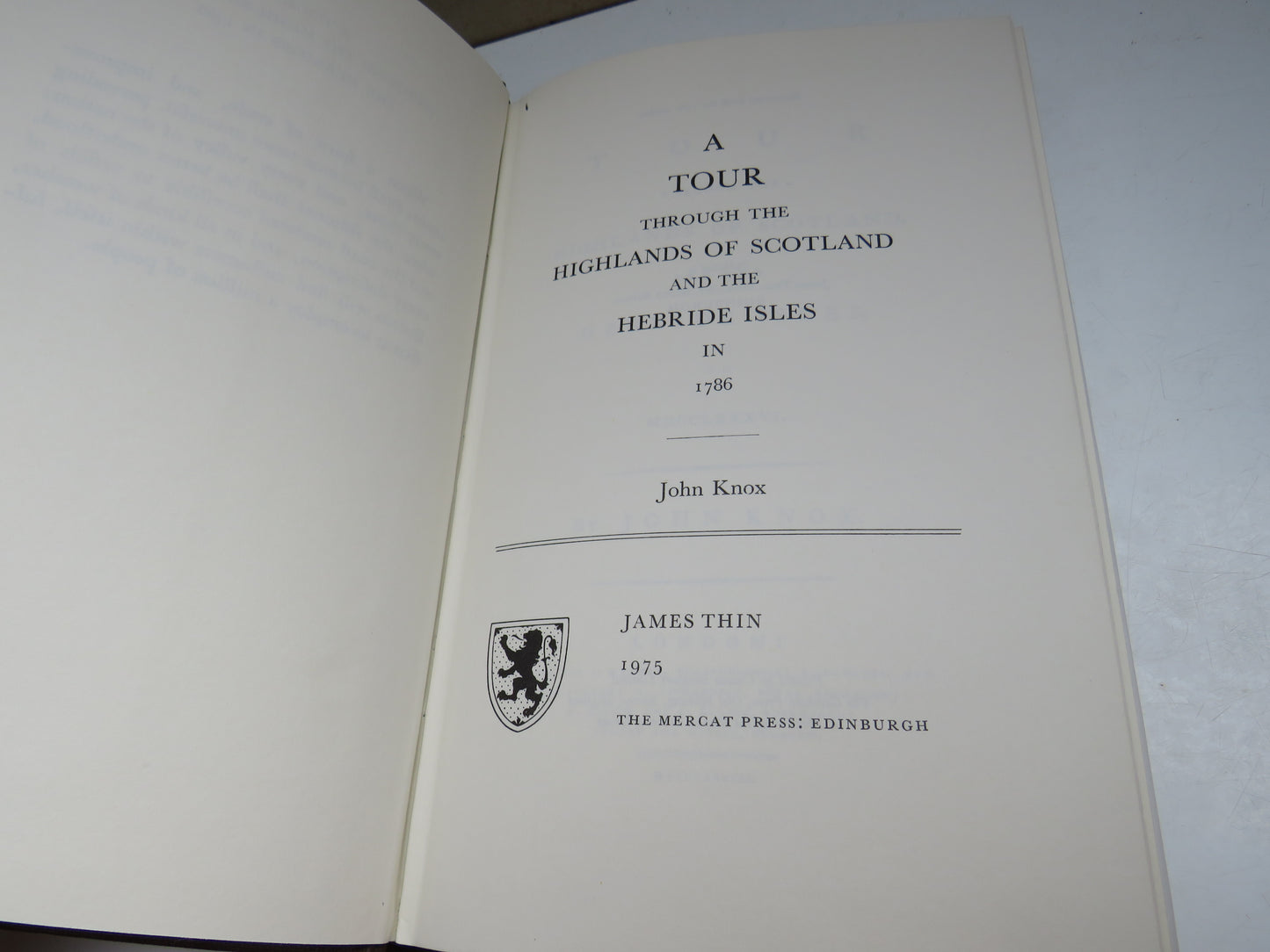 The Highlands and Hebrides In 1786 By John Knox 1975