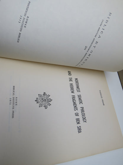 Northwest Semitic Philology and the Hebrew Fragments of Ben Sira By Tadeusz Penar 1975 book image 3