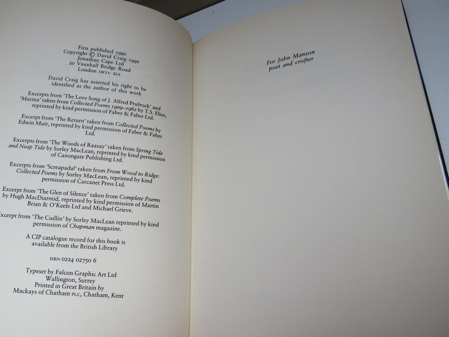 On The Crofter's Trail In Search of The Clearance Highlanders By David Craig 1990