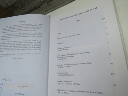 Bicentenary of the James Watt Patent For A Separate Condenser For The Steam Engine