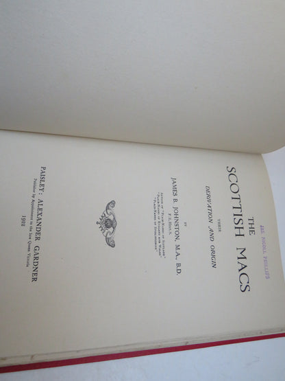 The Scottish Macs Their Derivation and Origin By James B. Johnston 1922 book image 4