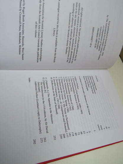 "Scotland's Ruine" Lockhart of Carnwath's Memoirs of the Union 1995 book image 5