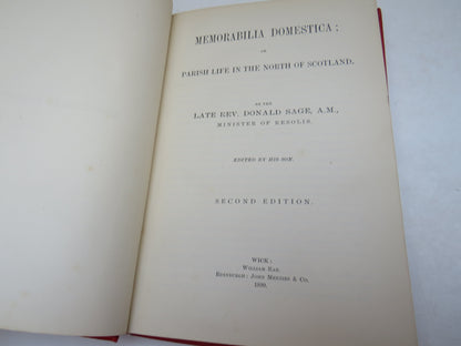 Memorabilia Domestica: Or Parish Life In The North of Scotland By The Late Donald Sage 1899 book image 4