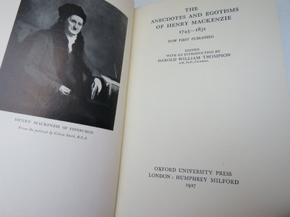 The Anecdotes and Egotisms Of Henry Mackenzie 1745-1831,  1927 book image 4