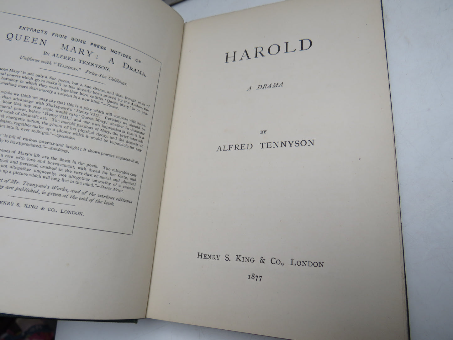 Harold A Drama By Alfred Tennyson 1877