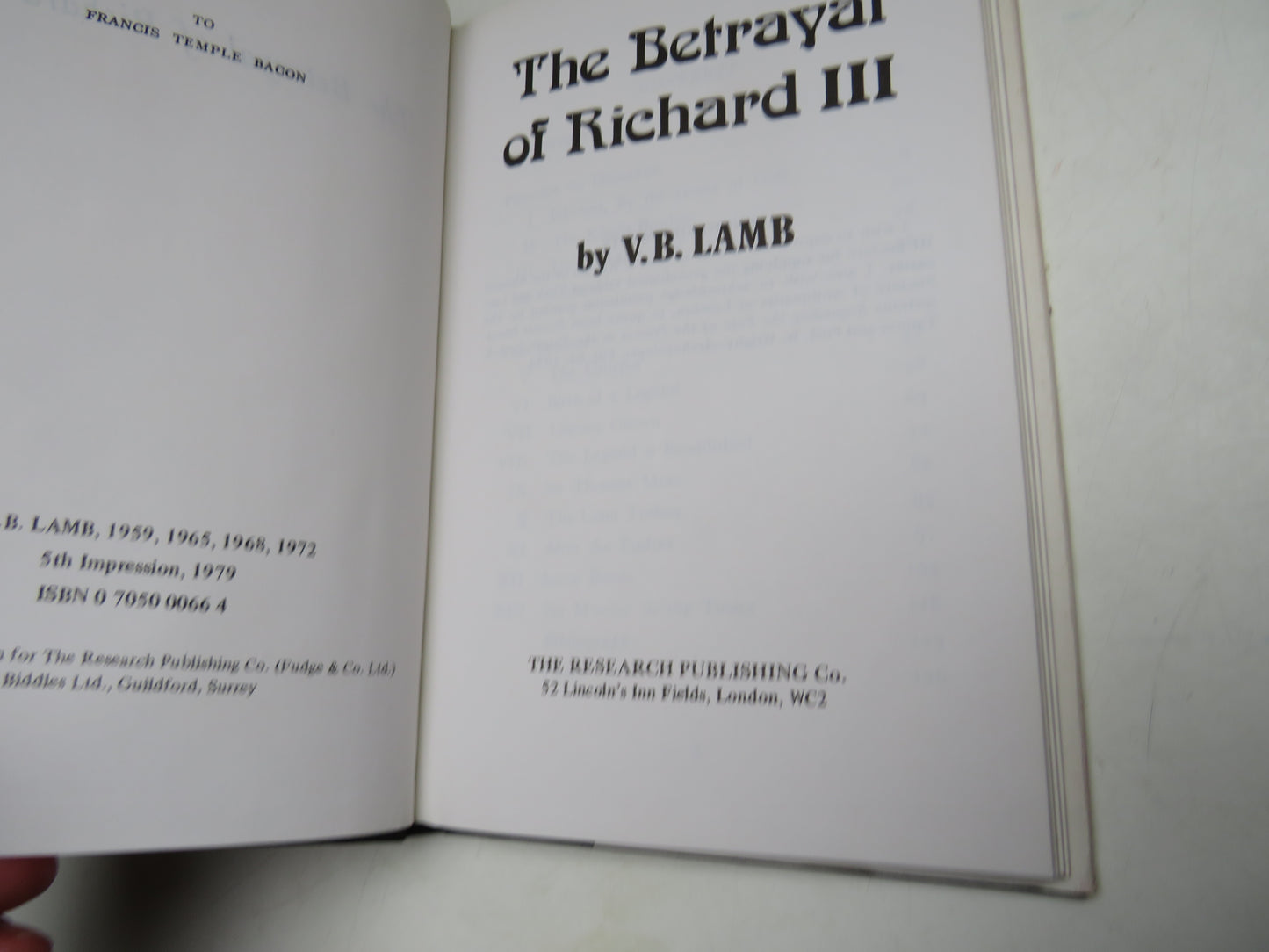 The Betrayal Of Richard III By V.B. Lamb 1979