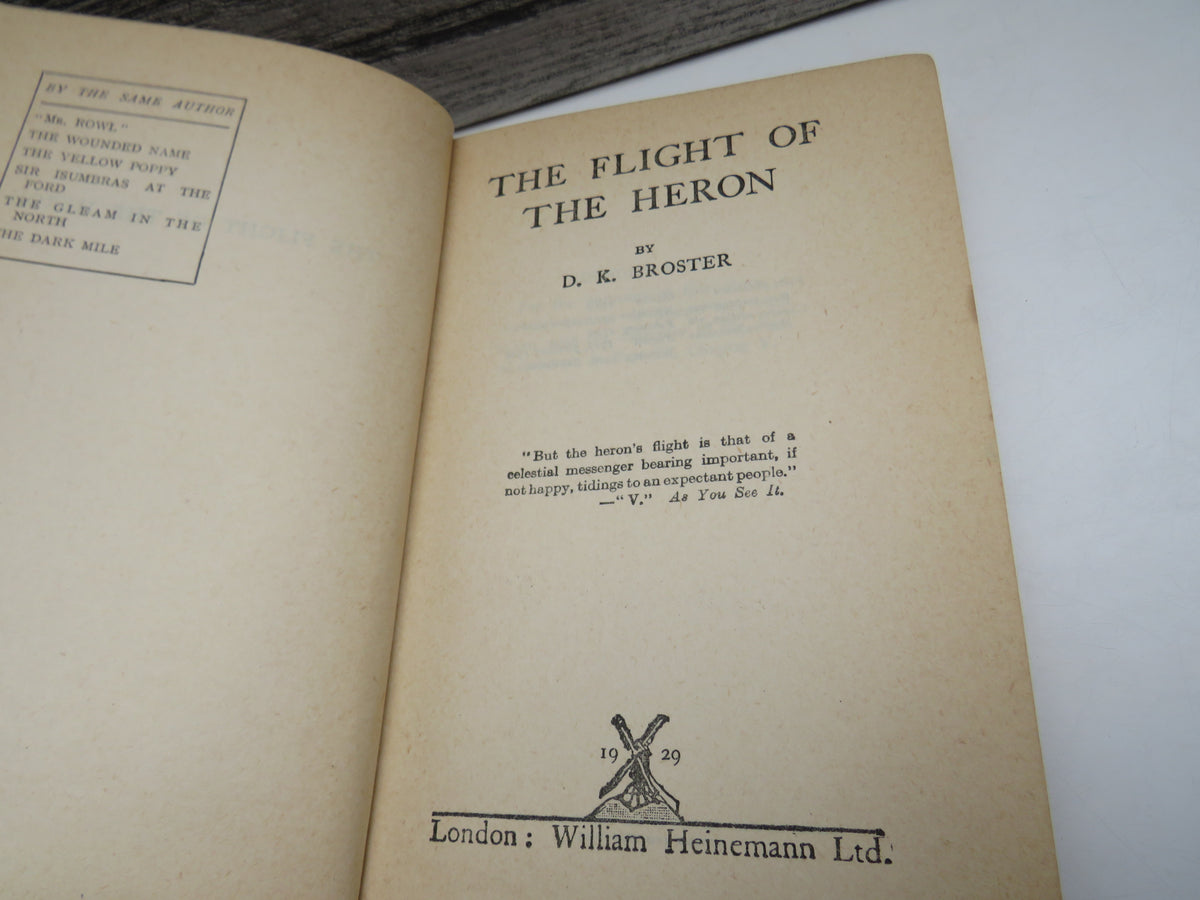 The Flight of the Heron By D. K. Broster 1929