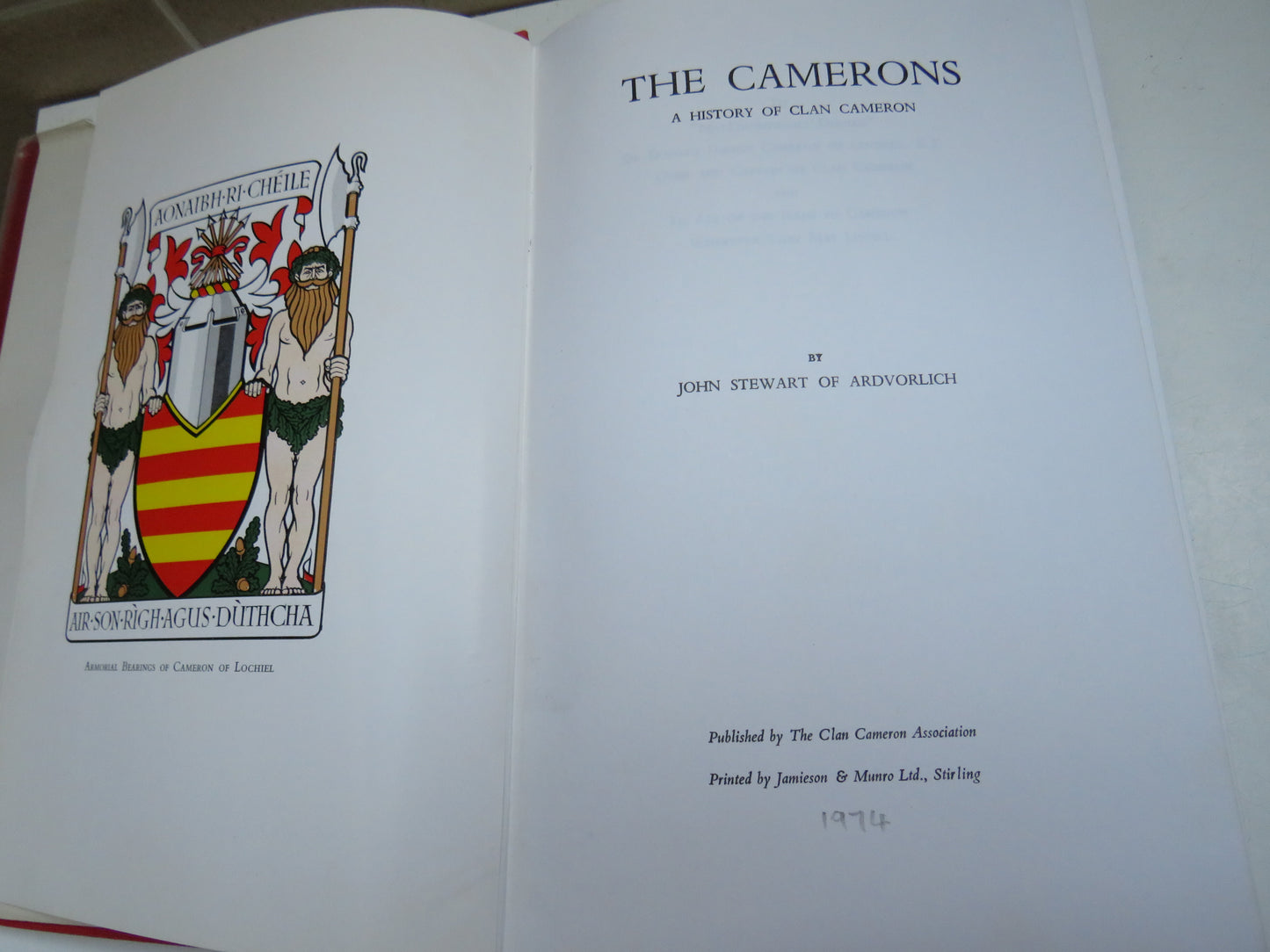 The Camerons A History of Clan Cameron By John Stewart of Ardvorlich 1974
