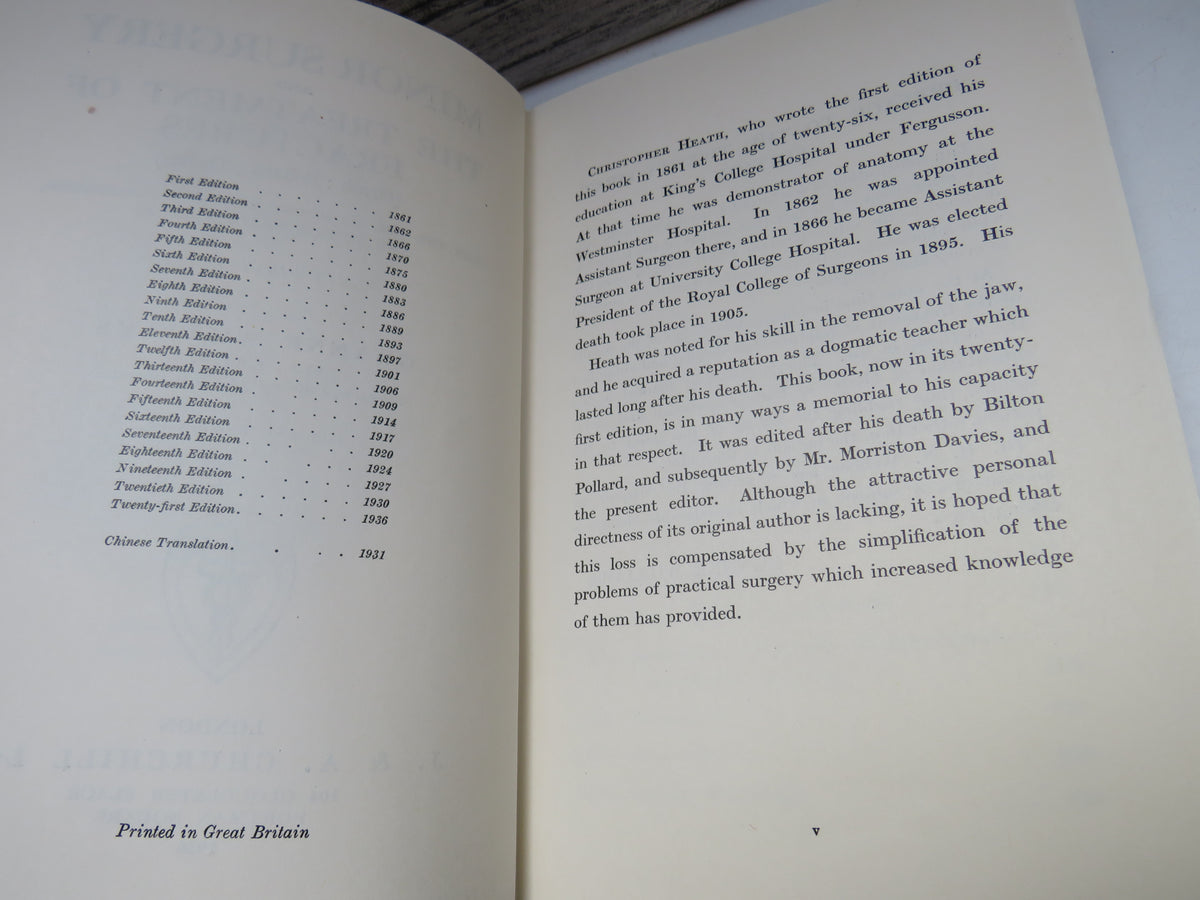 Minor Surgery and The Treatment of Fractures (Heath: Pollard: Davies) By Gwynne Williams 1936