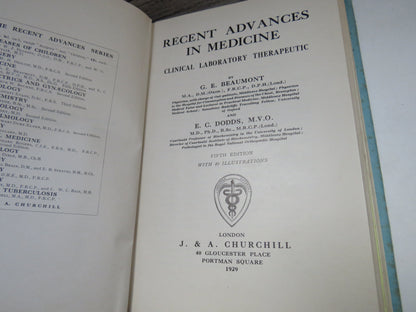 Recent Advances In Medicine Clinical Laboratory Therapeutic By G. E. Beaumont 1929