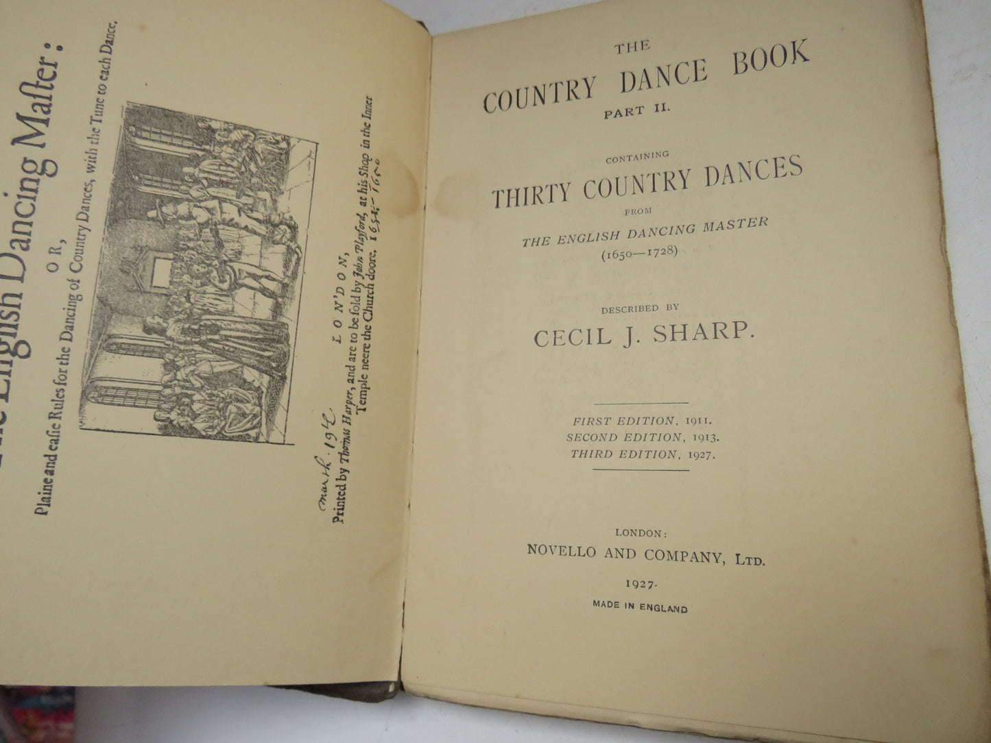 The country Dance Book Part II Containing Thirty Country Dances From The English Dancing Master (1650-1728) Described By Cecil J. Sharp 1927
