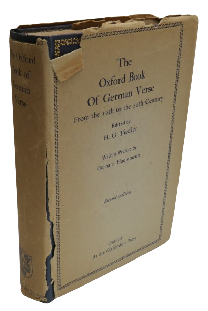The Oxford Book of German Verse From The 12th To The 20th Century Edited By H.G. Fiedler 1942 book front cover