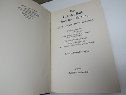 The Oxford Book of German Verse From The 12th To The 20th Century Edited By H.G. Fiedler 1942 book image 5