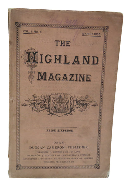 The Highland Magazine Vol.I No. 1 March 1885 book front cover