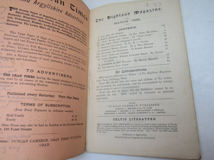 The Highland Magazine Vol.I No. 1 March 1885 book image 3