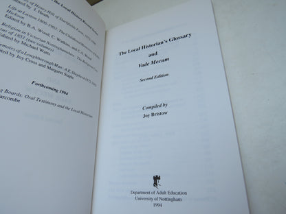 The Local Historian's Glossary & Vade Mecum, by Joy Bristow, 1994 book image 4