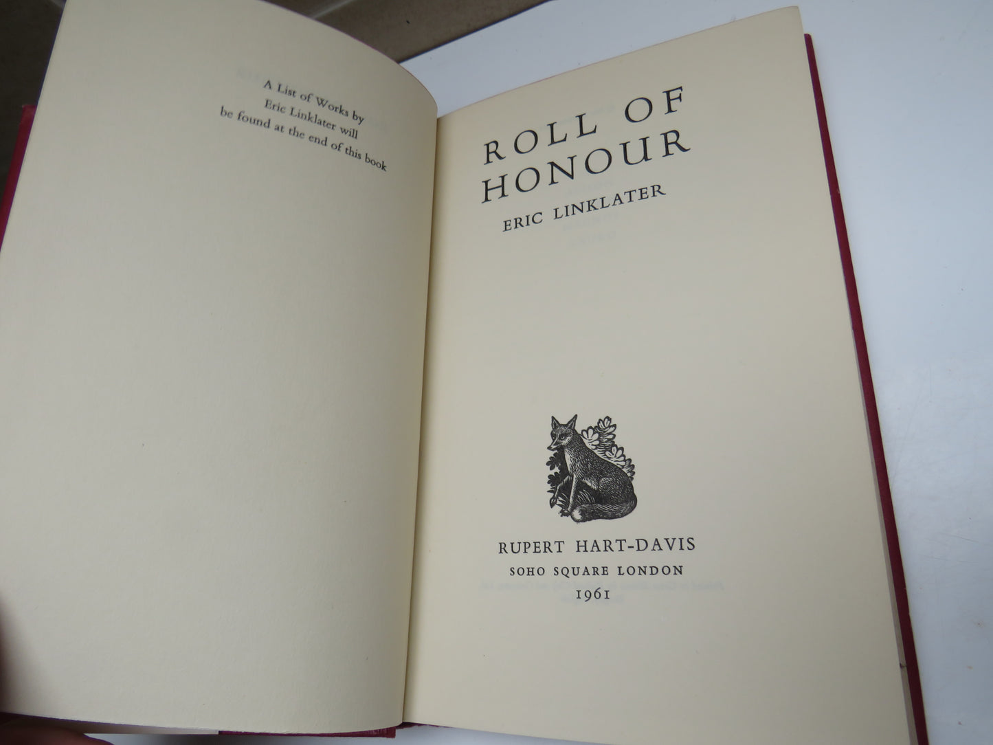 Roll of Honour By Eric Linklater 1961