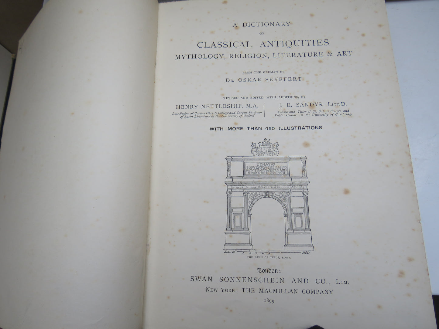 A Dictionary of Classical Antiquities, Mythology, Religion, Literature & Art from the German of Dr. Oskar Seyffert, 1899