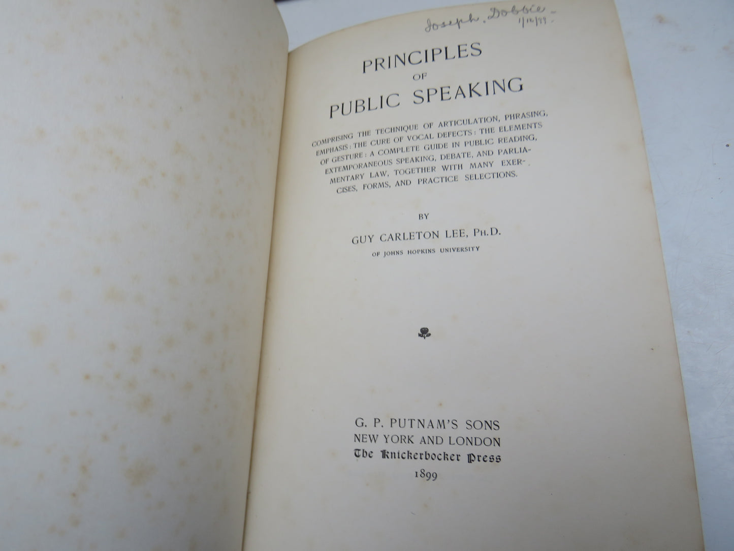Principles of Public Speaking by Guy Careleton Lee, 1899