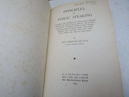 Principles of Public Speaking by Guy Careleton Lee, 1899 book image 3