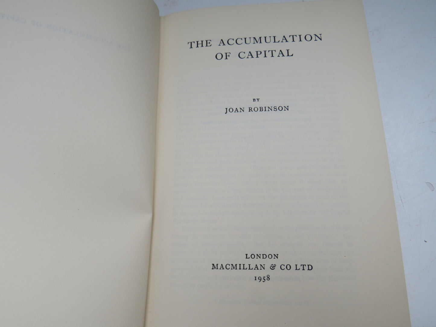 The Accumulation of Capital By Joan Robinson 1958