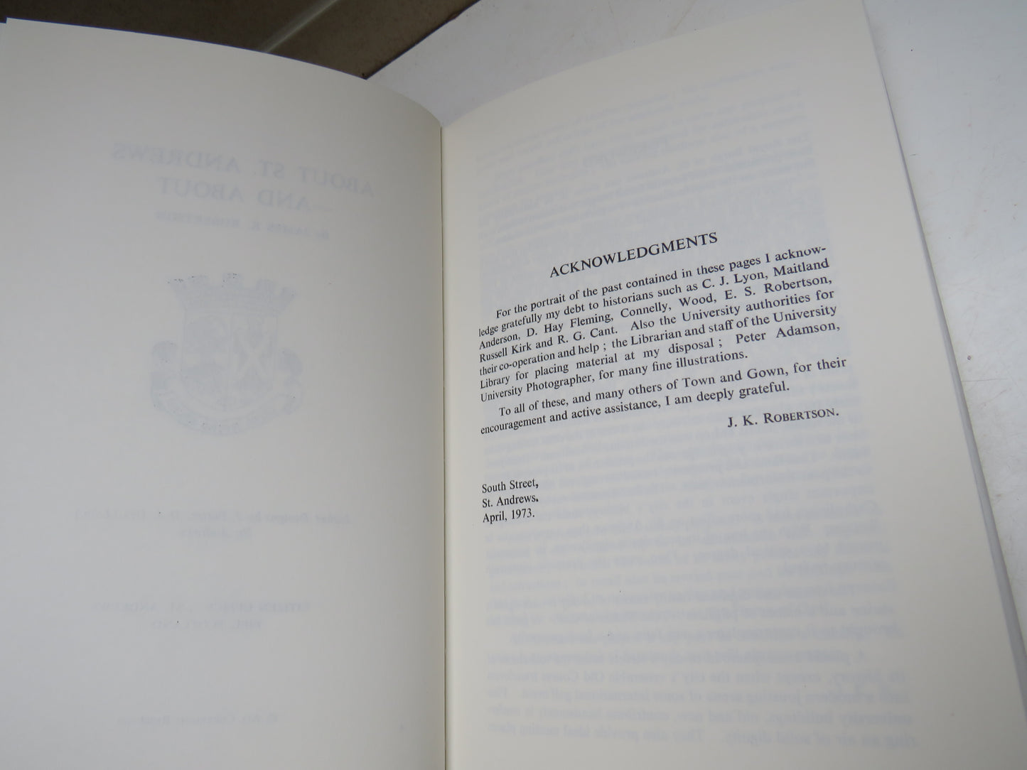 About St. Andrews and About By James K. Robertson 1973 Old Book