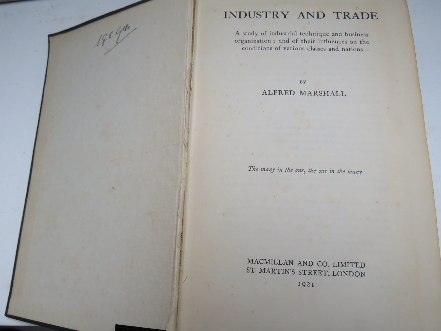 Industry and Trade By Alfred Marshall 1921