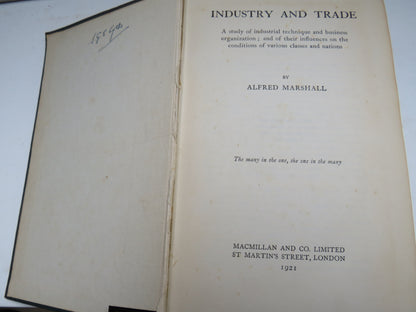 Industry and Trade By Alfred Marshall 1921