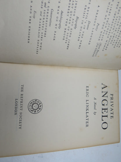 Private Angelo A Novel By Eric Linklater 1948
