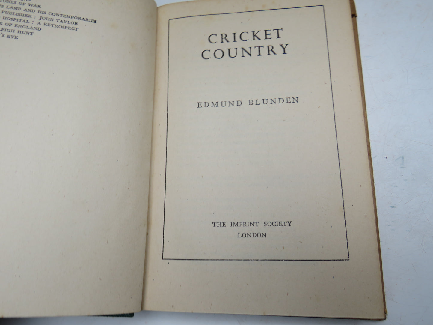 Cricket Country By Edmund Blunden 1945