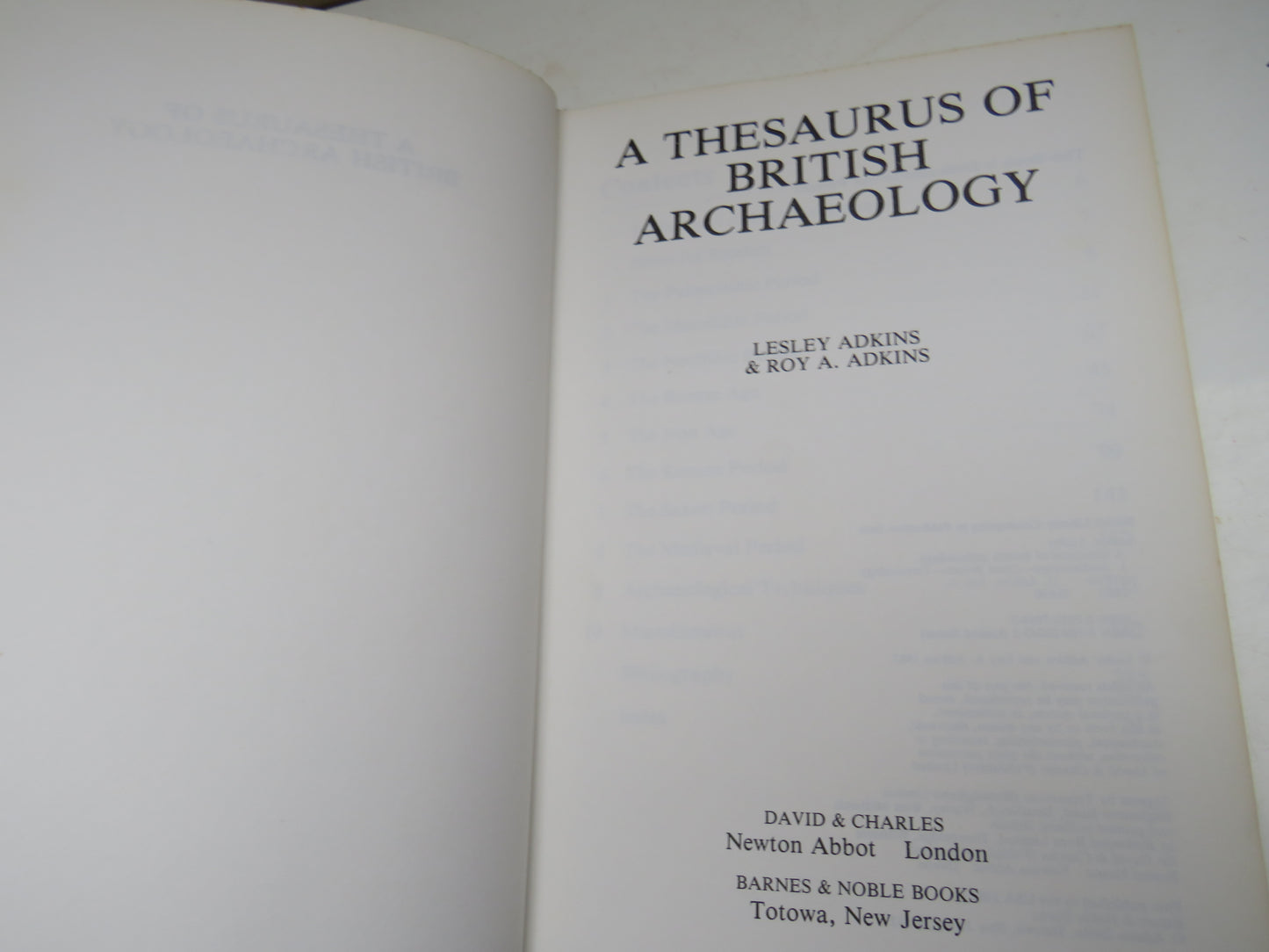 A Thesaurus of British Archaeology By Lesley Adkins & Roy A. Adkins 1982