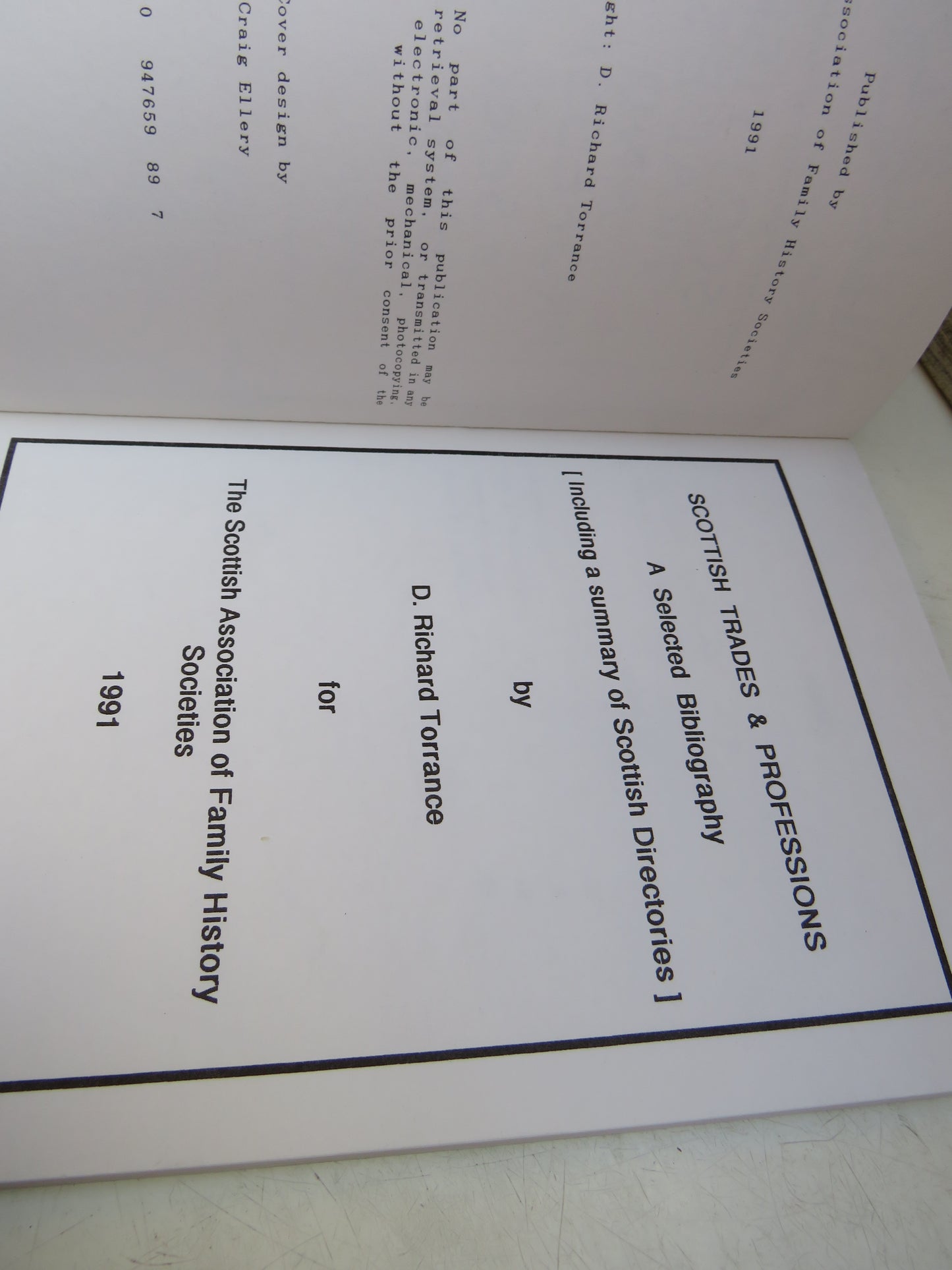 Scottish Trades & Professions A Selected Bibliography By D. Richard Torrance 1991