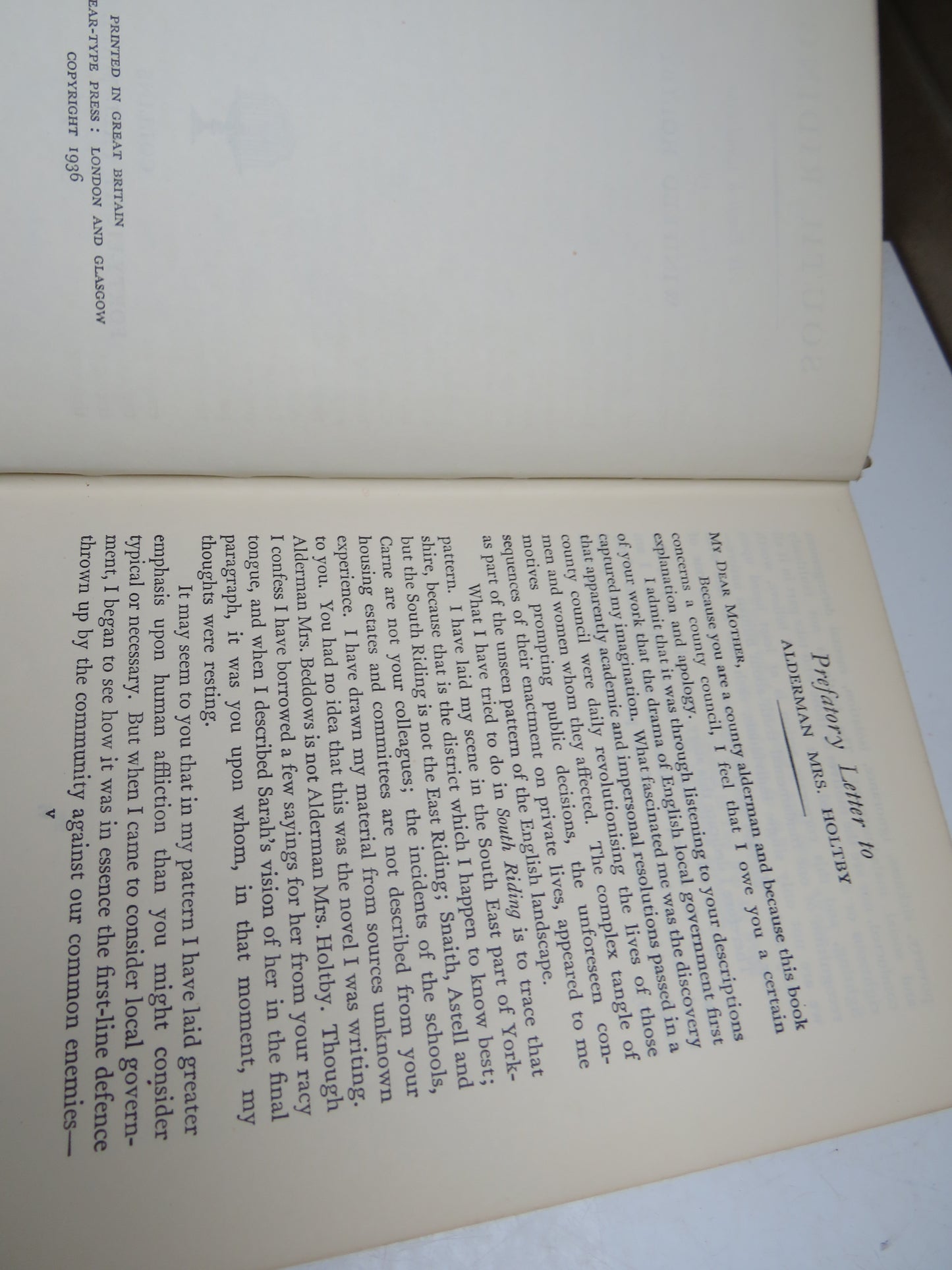 South Riding An English Landscape By Winfred Holtby 1936 1st Edition