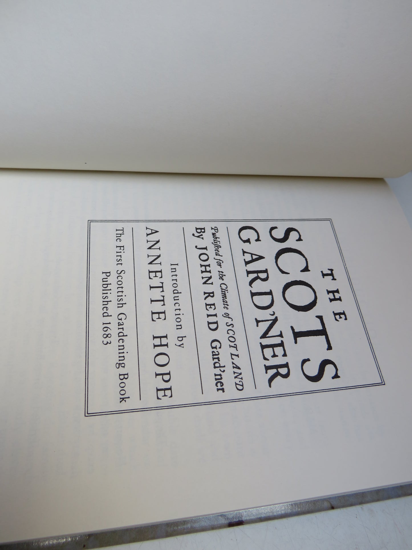 The Scots Gard'ner By John Reid 1683 - 1988 Reprint
